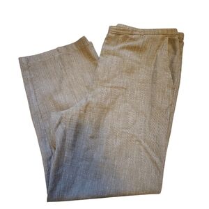 Eileen Fisher Wide Leg Crop Pants Size L TaupeTextured Italian Linen Lagenlook